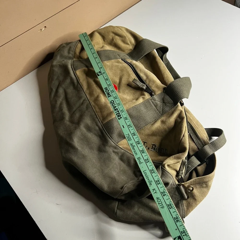 LL Bean Canvas Duffle Bag Khaki Olive Green World Hunger Relief Yum Logo Travel